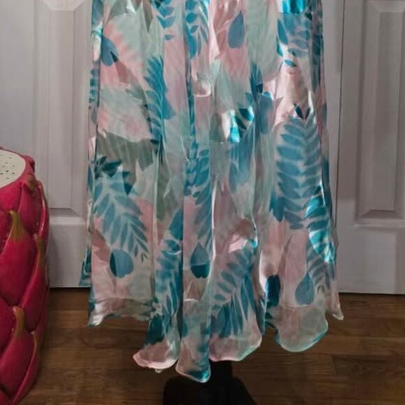 Size 6 The Silk Farm 100% Silk Vintage Dress Fairy Pastel With Matching Belt - Picture 2 of 10